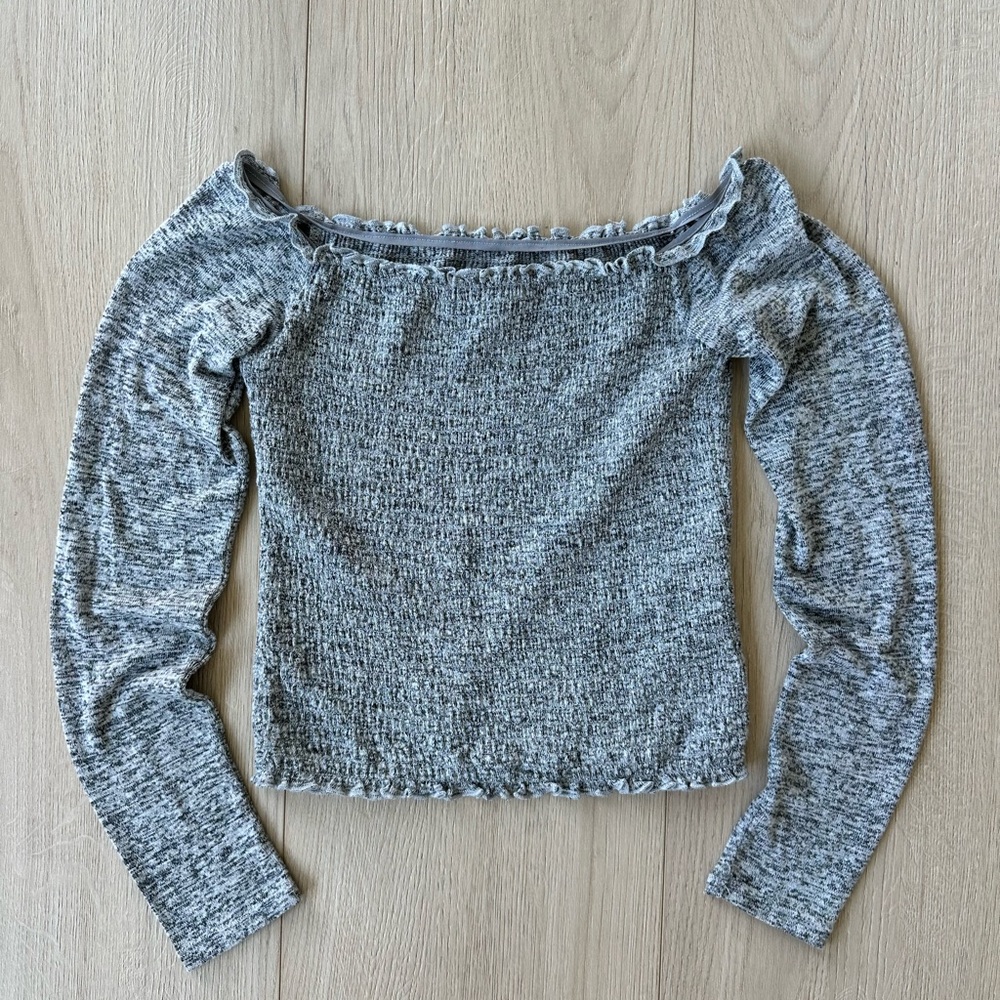Hollister Heather Gray Off-Shoulder Shirt